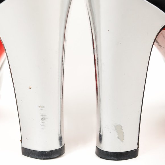 Christian Louboutin Vintage Silver Mirror Heel Black Patent Leather Pump, Sz 8.5 - Picture 8 of 9